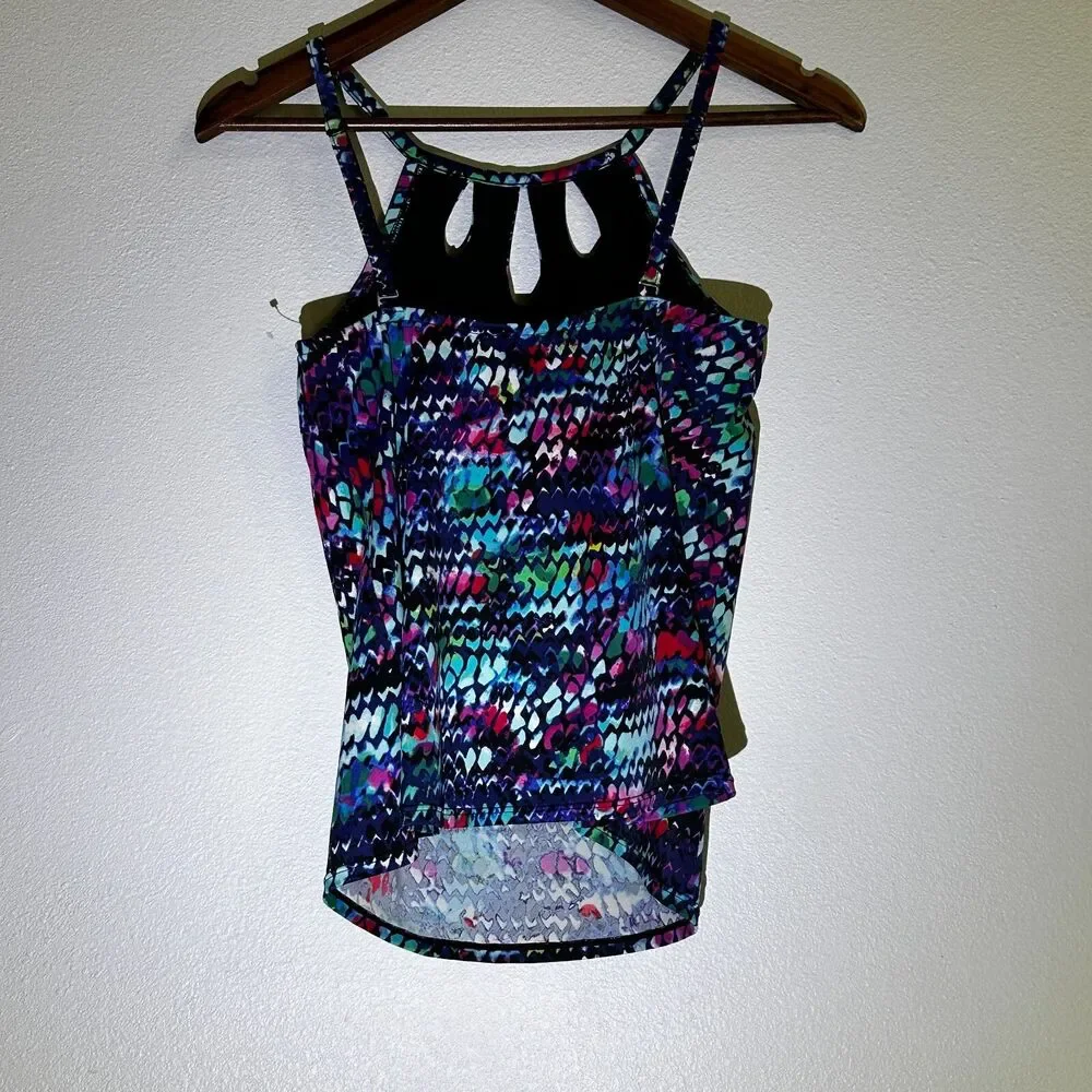 St John's Bay‎ Women's Swim Suit Tankini 10 Padded Abstract Cutout Top